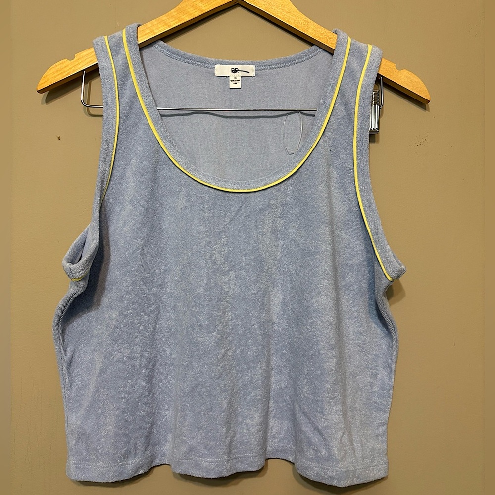BP NORDSTROMS Blue Terry Cloth Cropped Tank Top, Scoop Neck